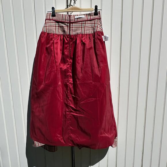 Rejina Pyo Christmas Plaid Midi Skirt Red Green Button Front Size 2 US 6 UK $550 - Picture 11 of 16